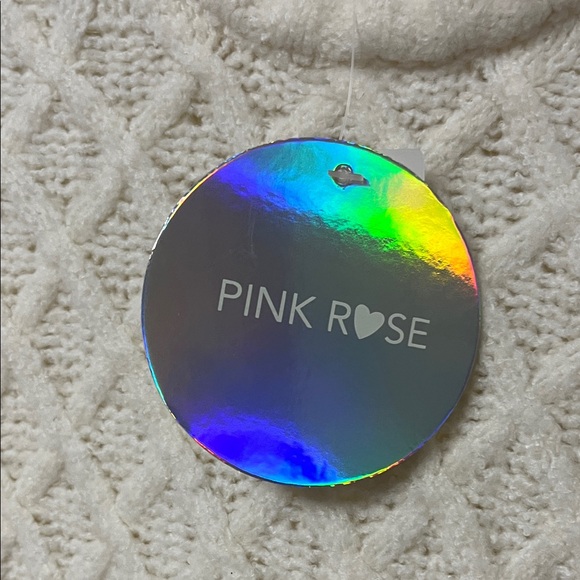 Pink Rose Textured Knit Sweater in Cream - Picture 5 of 7